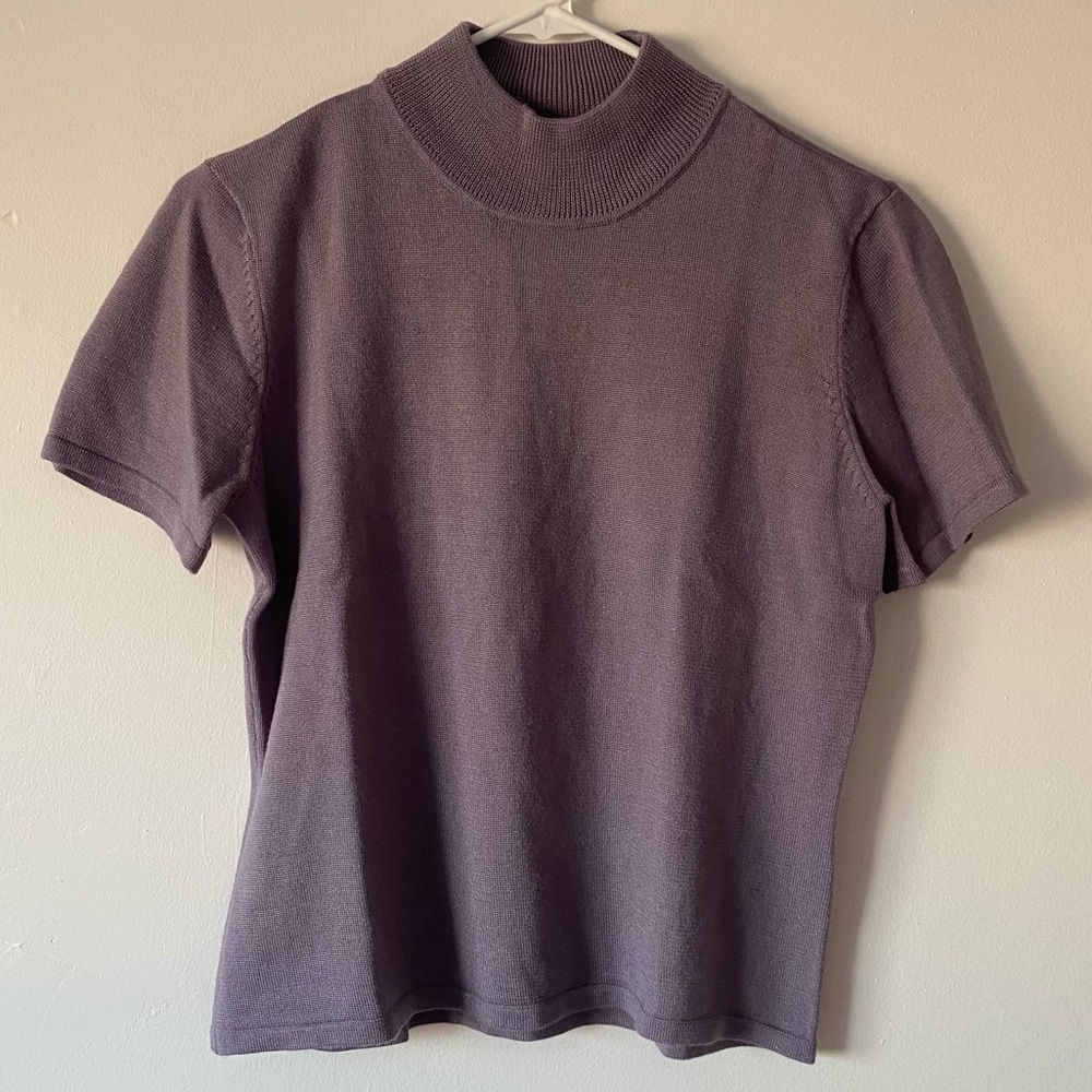Tahari muted purple mockneck top